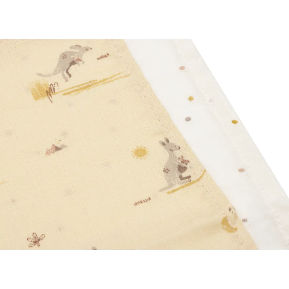 Lot de 3 langes en coton 31 x 31 cm kangaroots