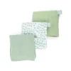 Lot de 3 langes en gaze de coton lovely mini leaves green