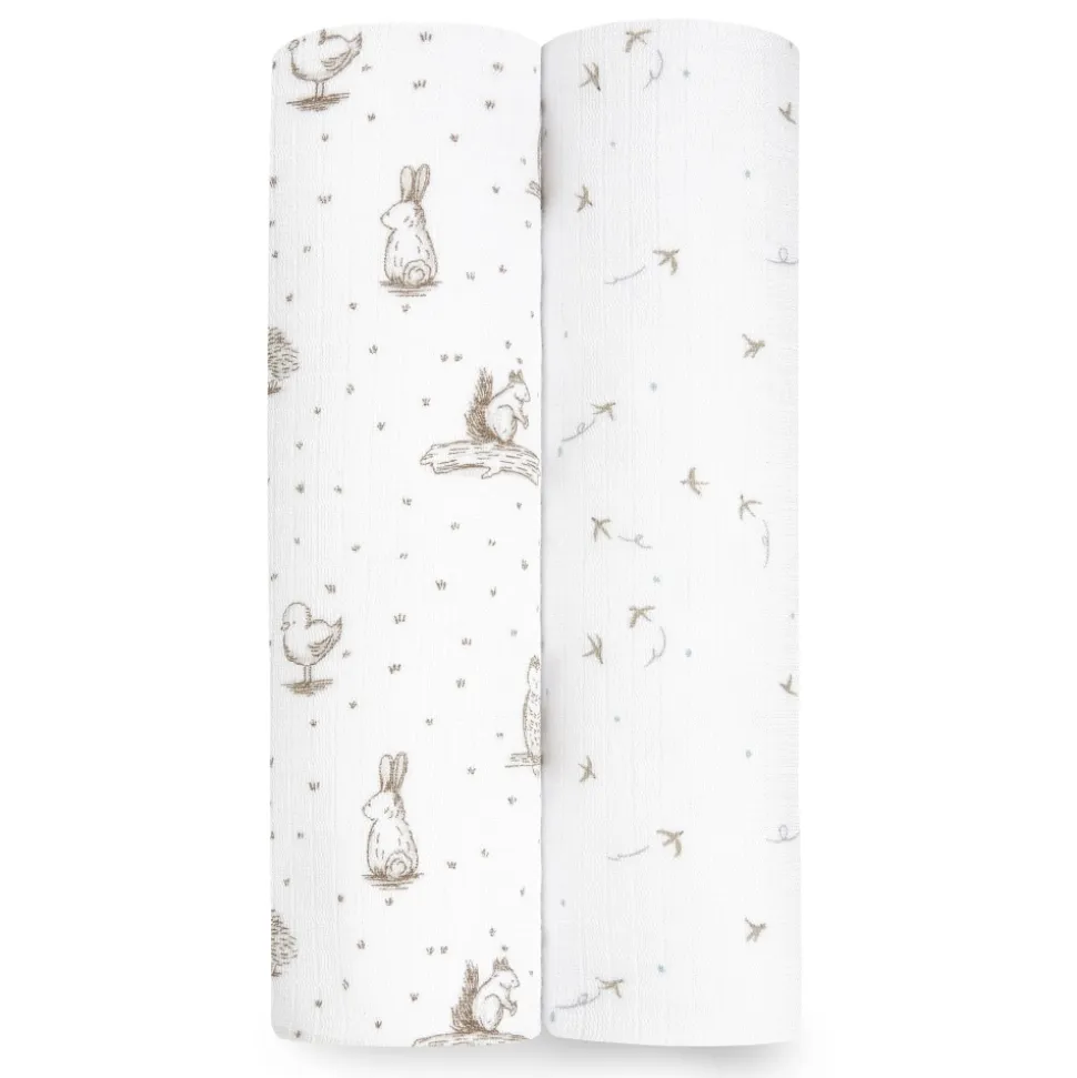 Lot de 2 langes en mousseline de coton healing nature