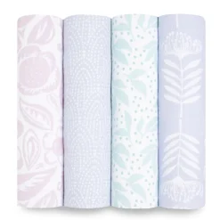 Lot de 4 langes en mousseline de coton damsel
