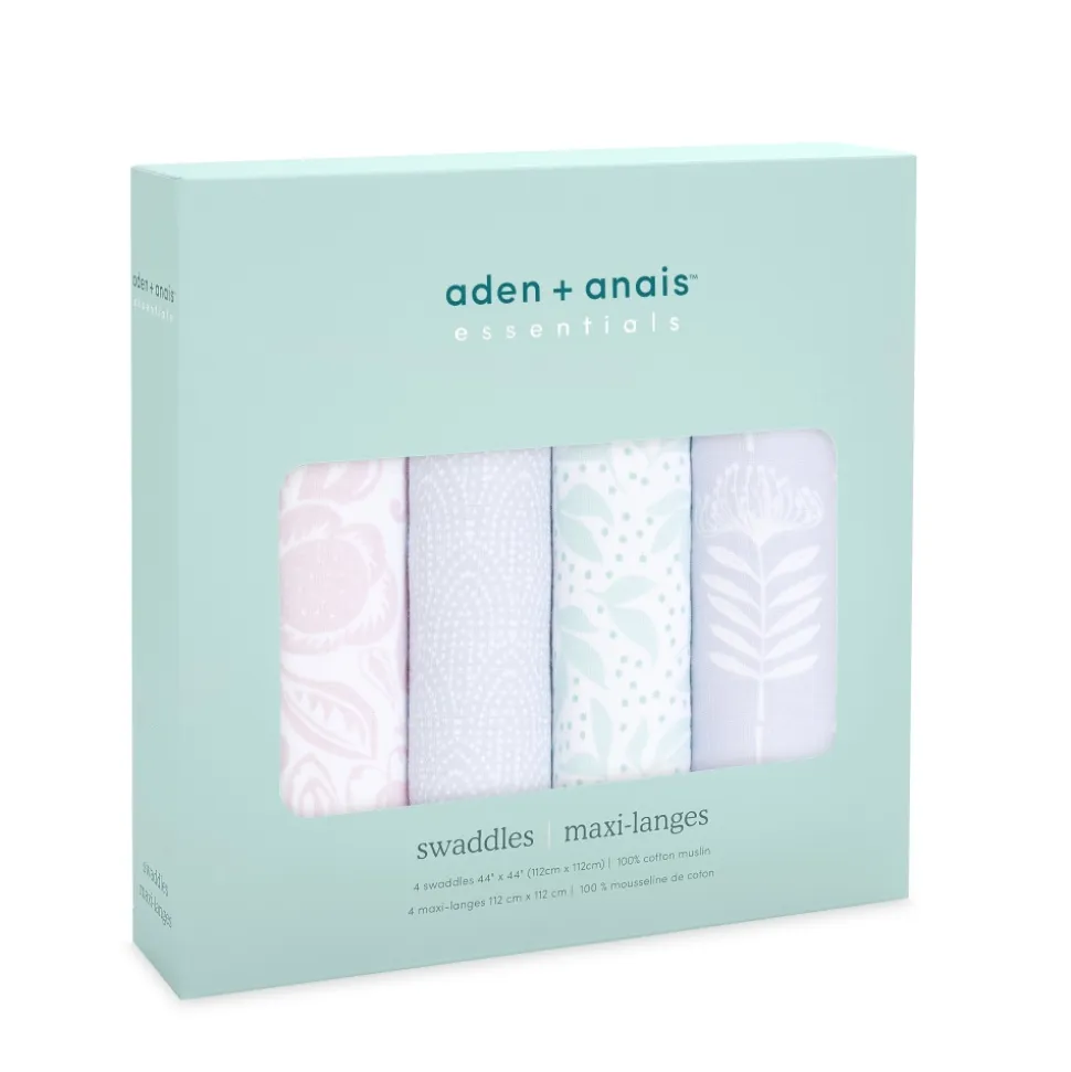 Lot de 4 langes en mousseline de coton damsel