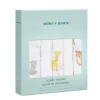 Lot de 5 langes en mousseline de coton 60x60 cm safari babies