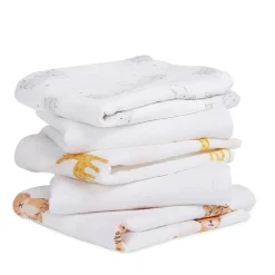 Lot de 5 langes en mousseline de coton 60x60 cm safari babies
