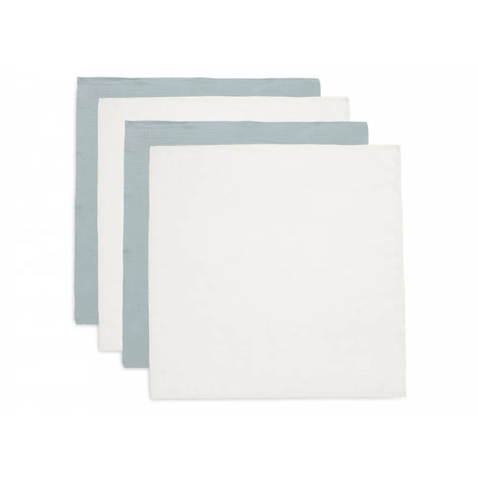 Lot de 4 langes gaze de coton 70 x 70 cm sea green & ivoire