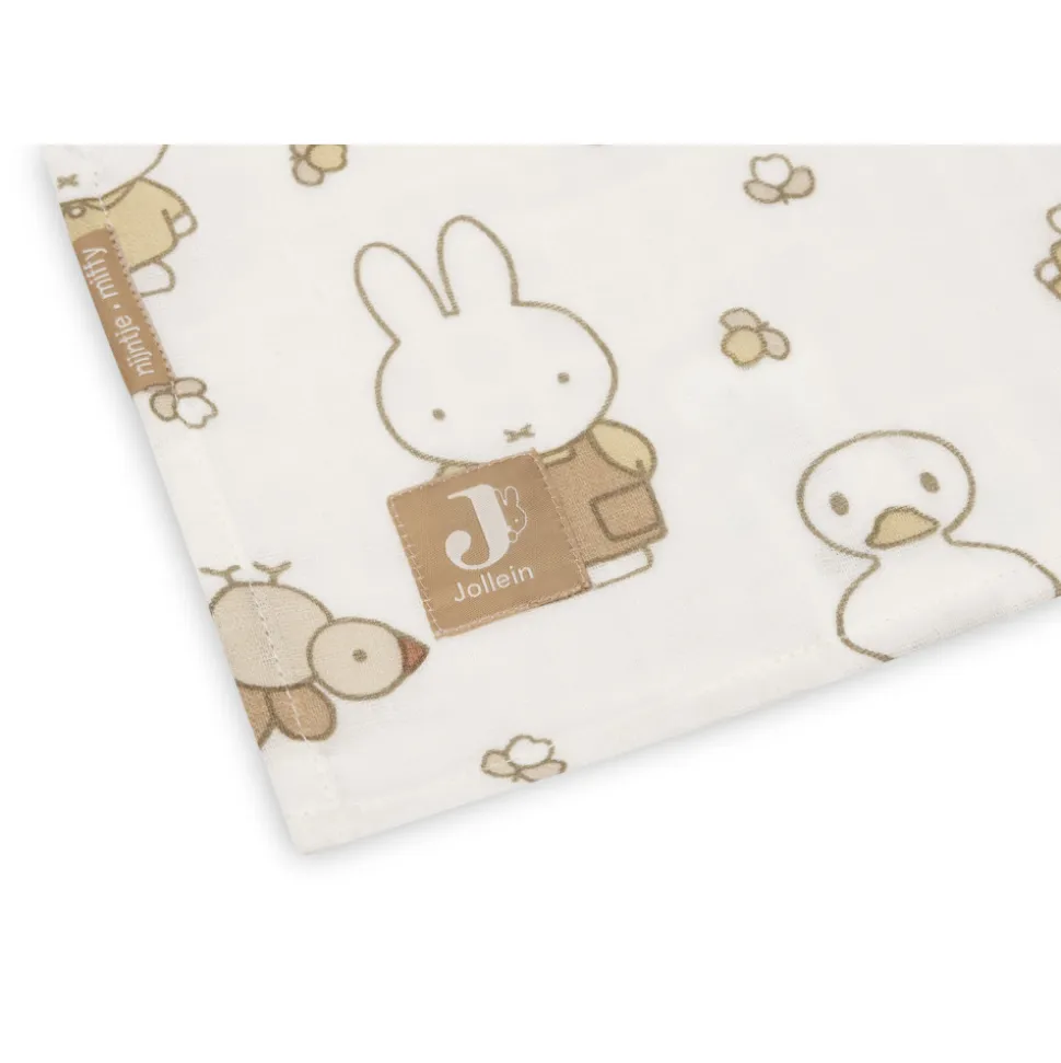 Lot de 2 langes gaze de coton 115x115 cm miffy family farm