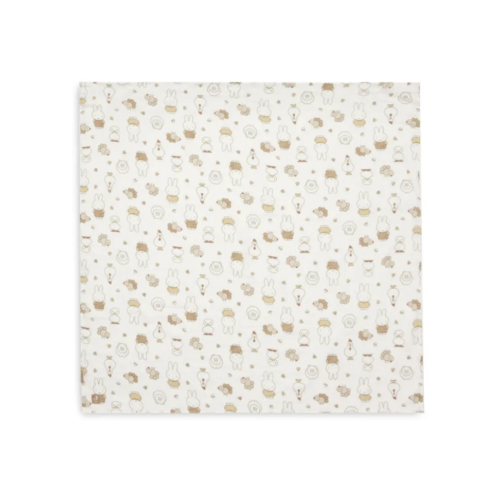 Lot de 2 langes gaze de coton 115x115 cm miffy family farm
