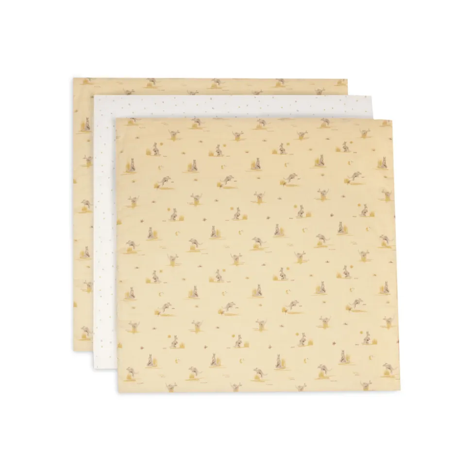 Lot de 3 langes gaze de coton 70 x 70 cm kangaroots