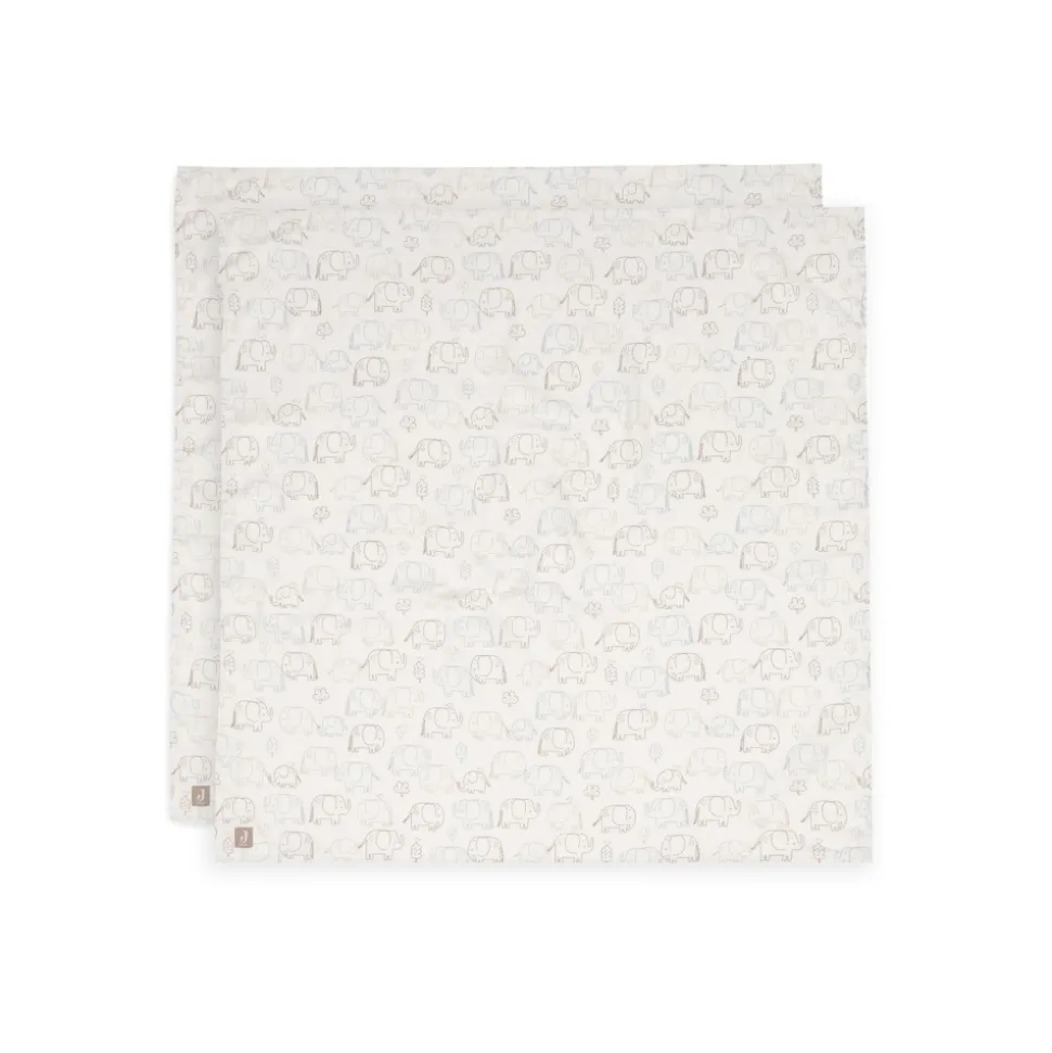 Lot de 2 langes gaze de coton 115 x 115 cm elephant tales