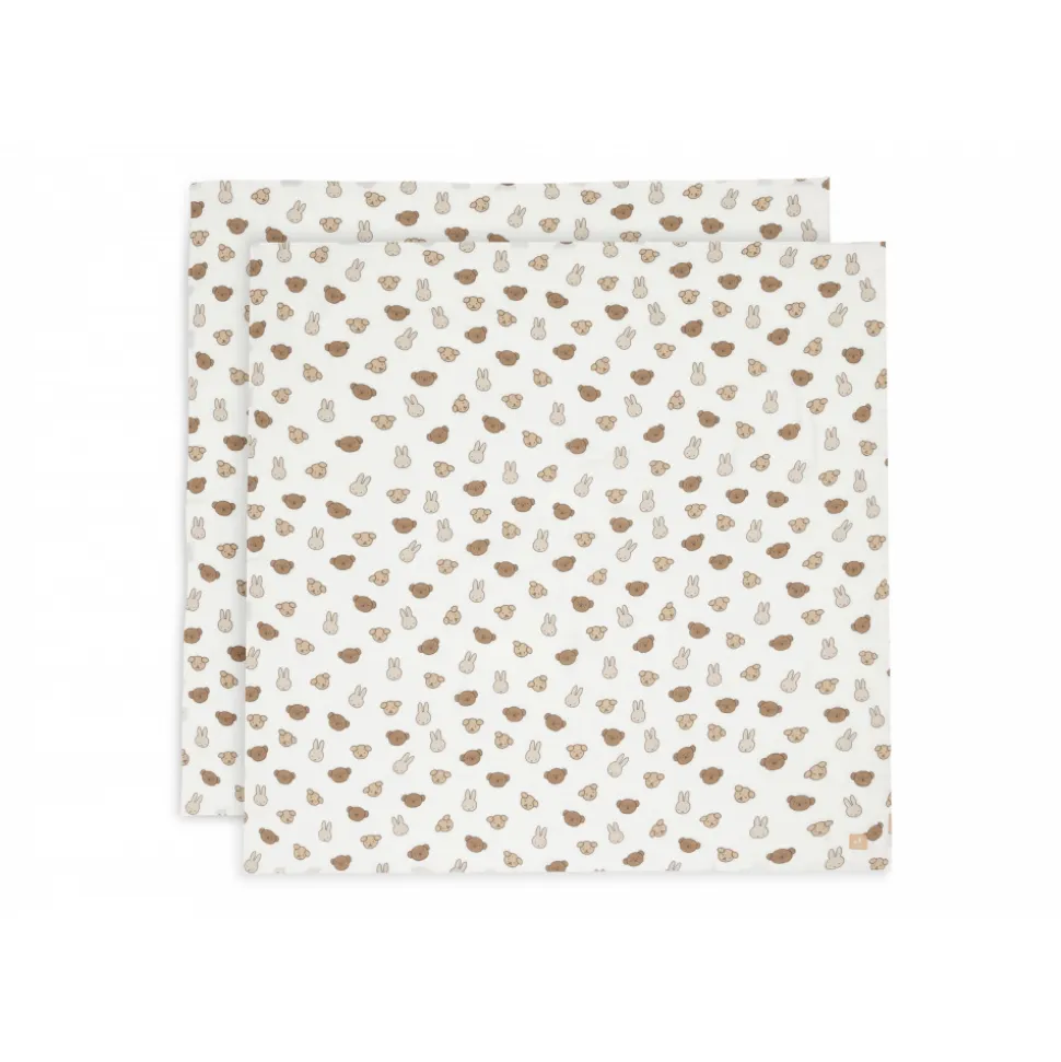Lot de 2 langes gaze de coton 115x115 cm miffy and friends