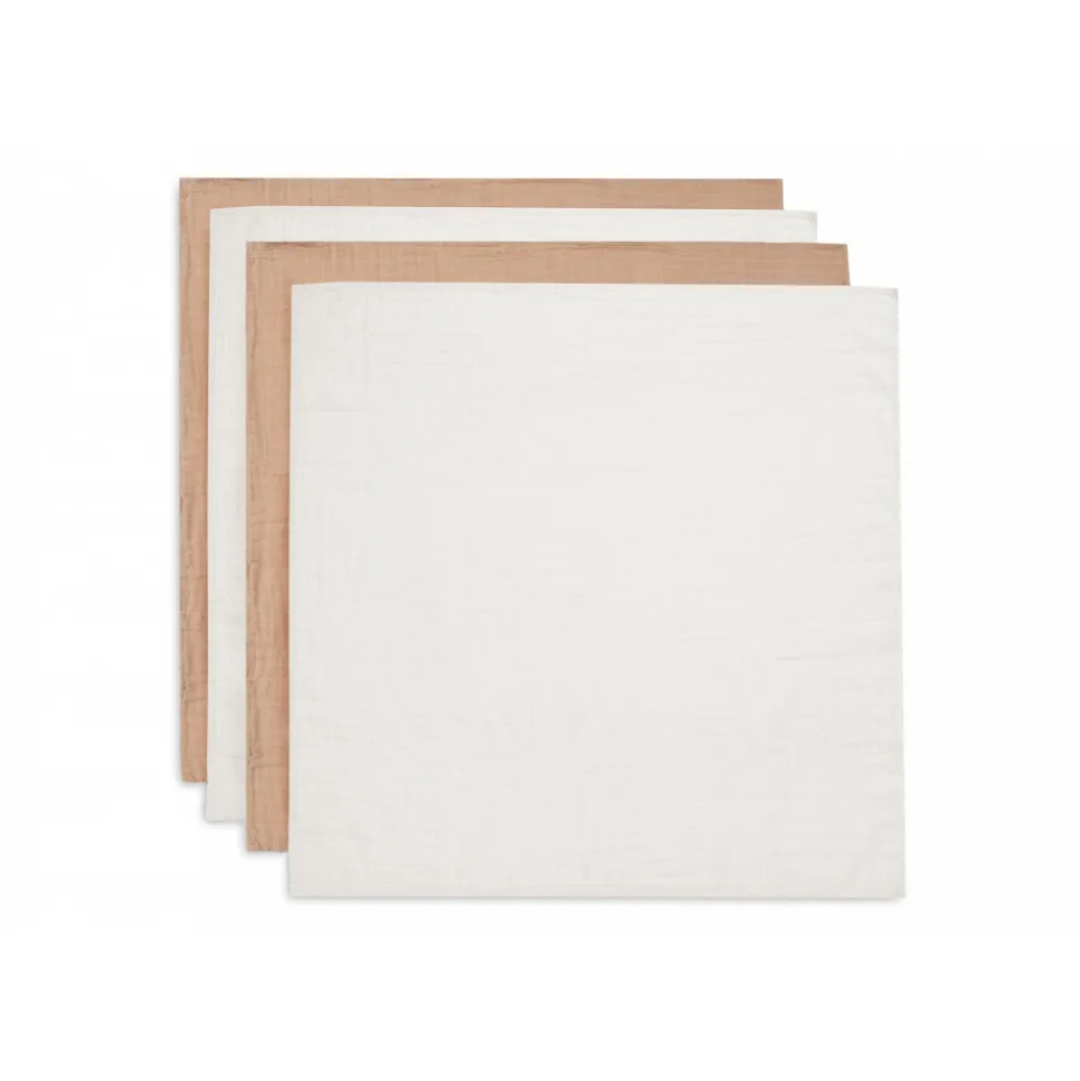 Lot de 4 langes gaze de coton 70 x 70 cm biscuit & ivoire