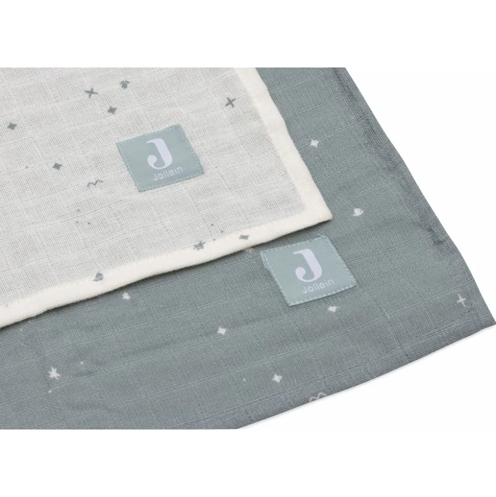 Lot de 2 langes gaze de coton 115 x 115 cm twinkling sea green