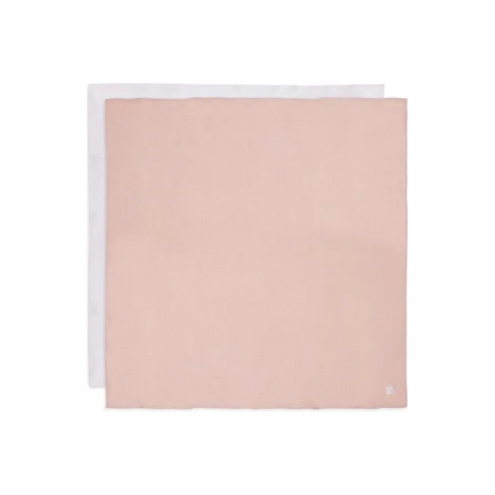 Lot de 2 langes gaze de coton 115 x 115 cm wild rose et ivoire