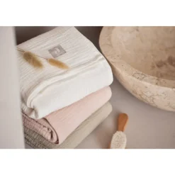 Lot de 2 langes gaze de coton 115 x 115 cm wild rose et ivoire
