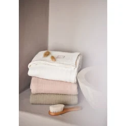 Lot de 2 langes gaze de coton 115 x 115 cm wild rose et ivoire