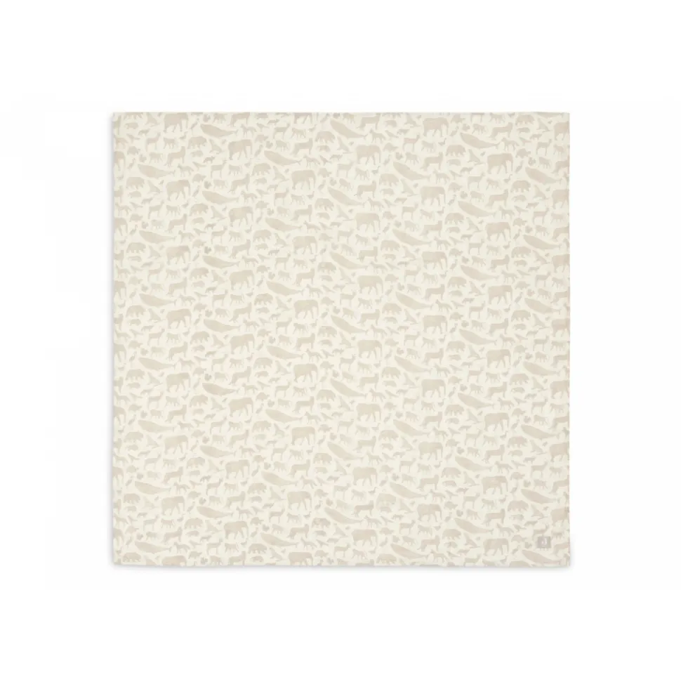 Lot de 2 langes gaze de coton 115 x 115 cm animals nougat