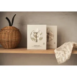 Lot de 2 langes gaze de coton 115 x 115 cm animals nougat
