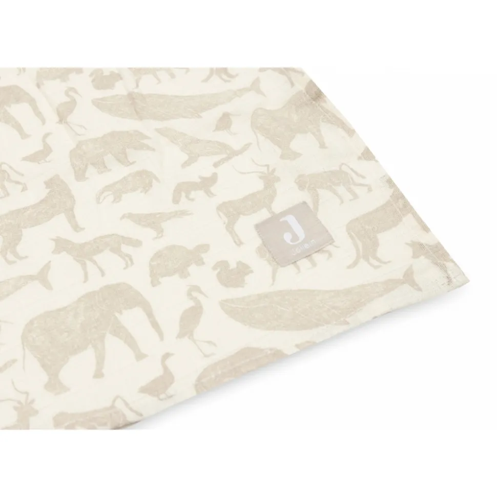Lot de 2 langes gaze de coton 115 x 115 cm animals nougat