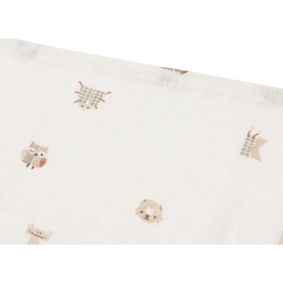 Lot de 3 langes gaze de coton 70 x 70 cm animal friends