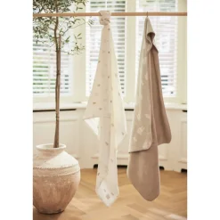 Lot de 3 langes gaze de coton 70 x 70 cm happy miffy nougat