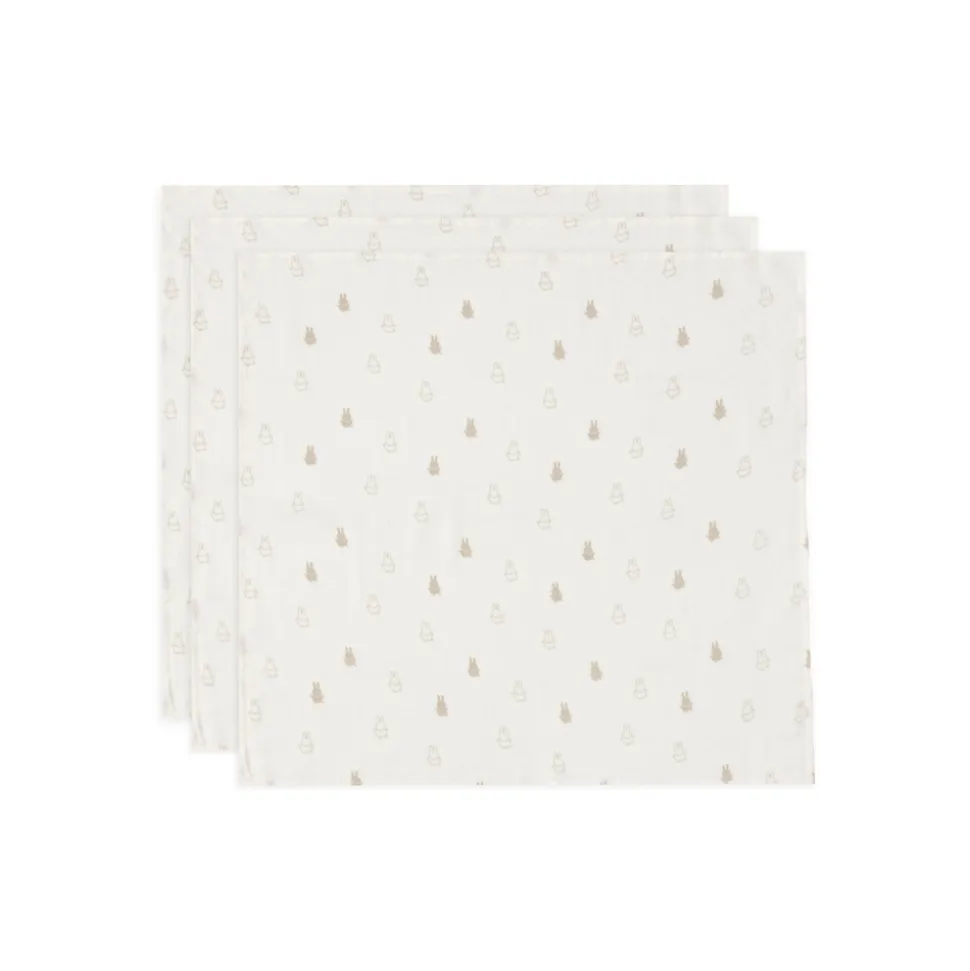 Lot de 3 langes gaze de coton 70 x 70 cm happy miffy nougat