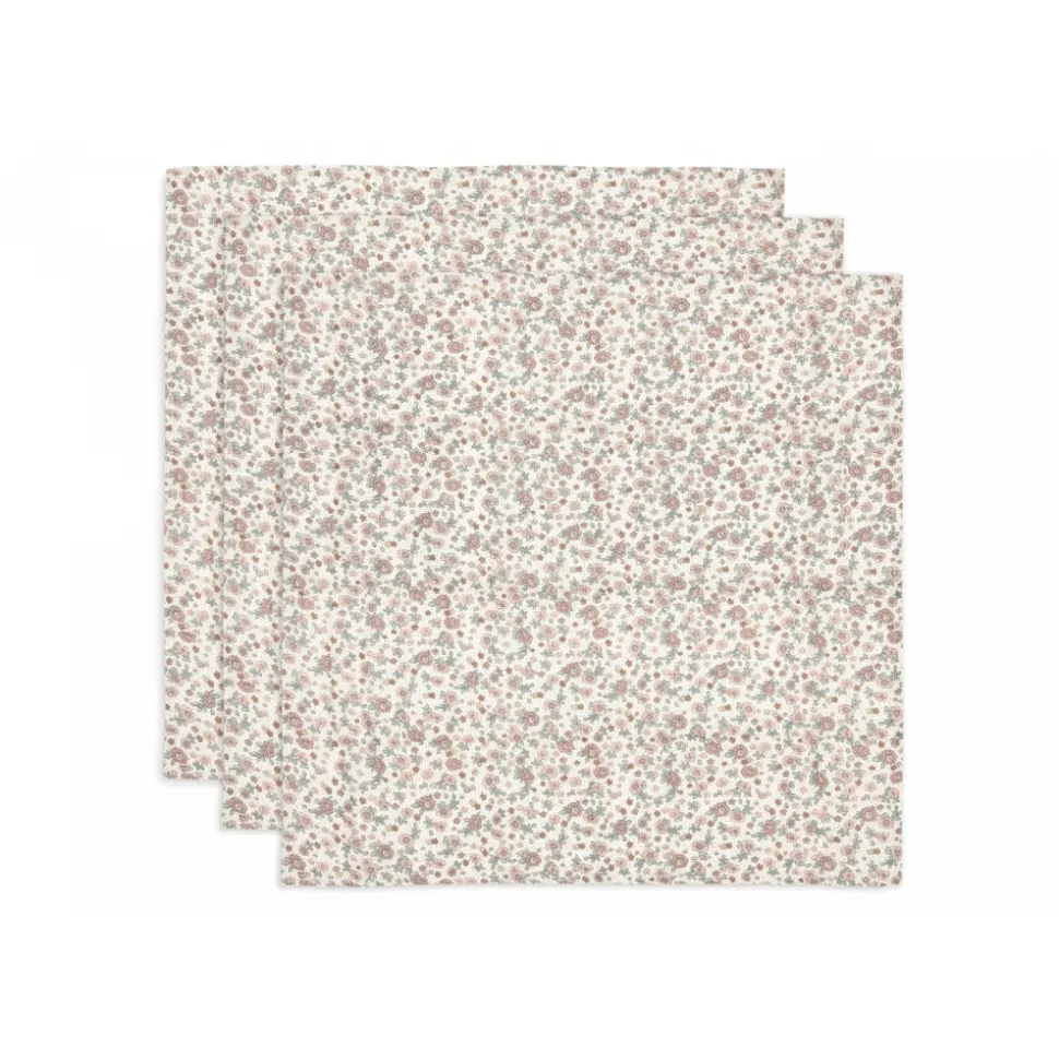Lot de 3 langes gaze de coton 70 x 70 cm retro flowers