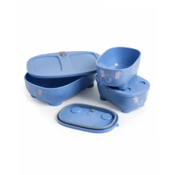 Lot de 3 lunch box empilables bentomal bleu eléphant