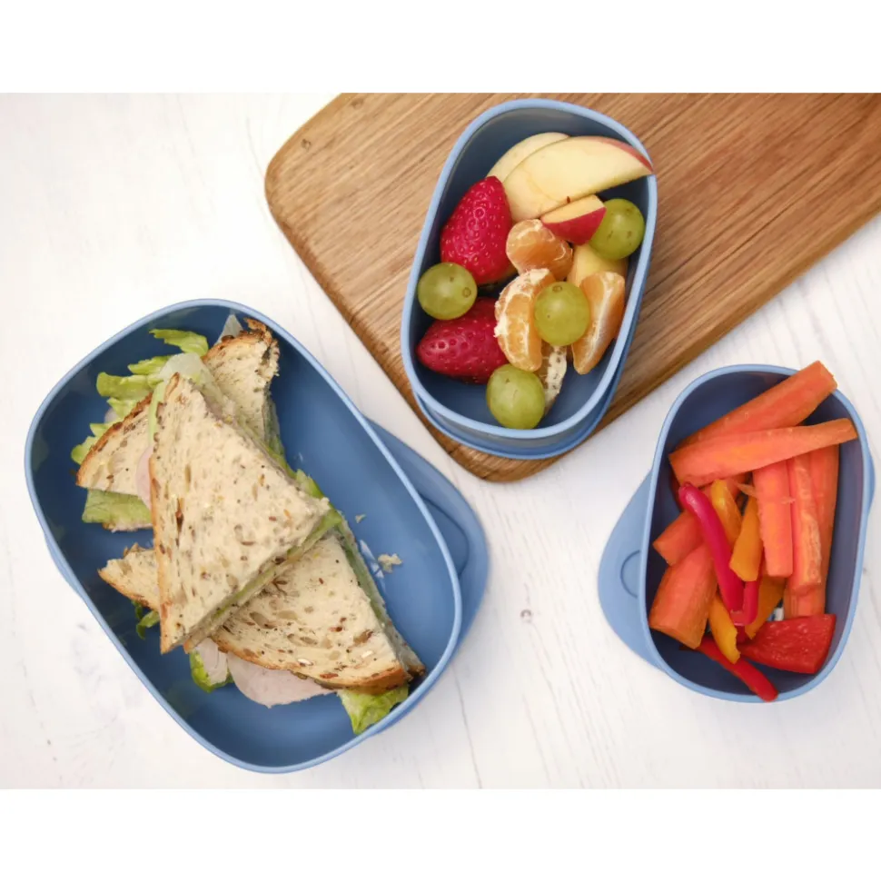 Lot de 3 lunch box empilables bentomal bleu eléphant