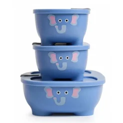 Lot de 3 lunch box empilables bentomal bleu eléphant