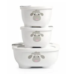 Lot de 3 lunch box empilables bentomal blanc mouton