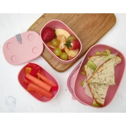 Lot de 3 lunch box empilables bentomal rose cochon