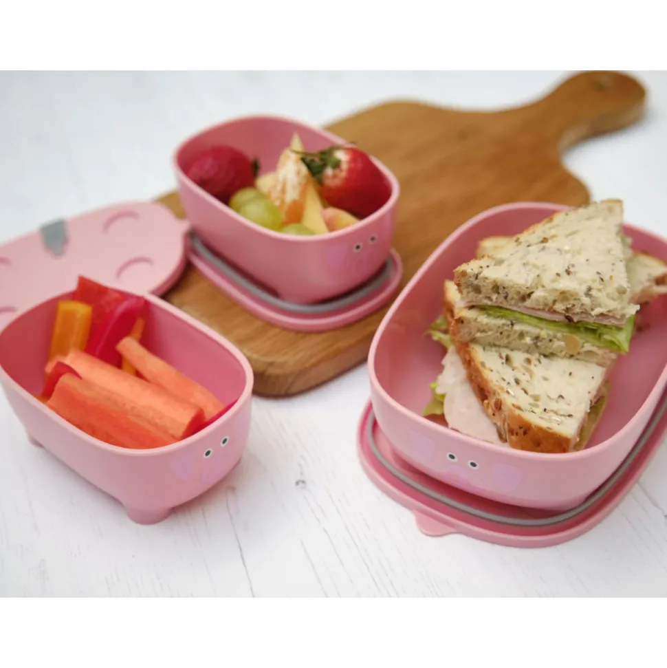 Lot de 3 lunch box empilables bentomal rose cochon