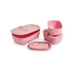 Lot de 3 lunch box empilables bentomal rose cochon