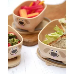 Lot de 3 lunch box empilables bentomal beige chien