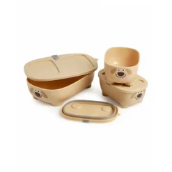 Lot de 3 lunch box empilables bentomal beige chien