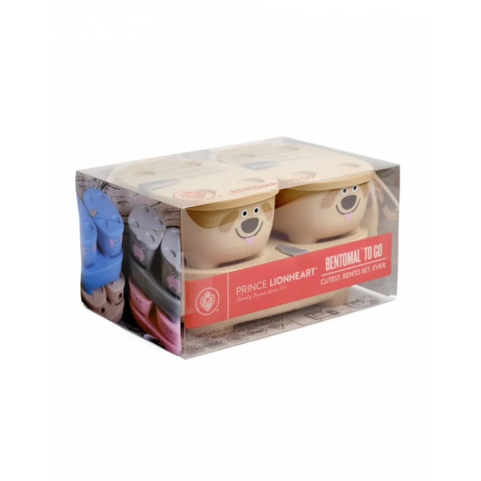 Lot de 3 lunch box empilables bentomal beige chien