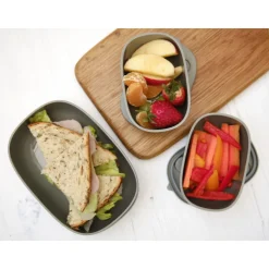 Lot de 3 lunch box empilables bentomal gris hippopotame