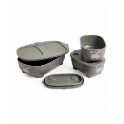 Lot de 3 lunch box empilables bentomal gris hippopotame