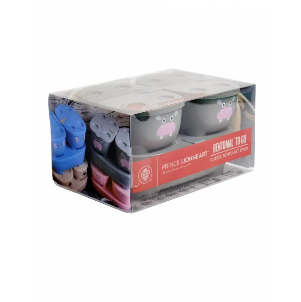 Lot de 3 lunch box empilables bentomal gris hippopotame