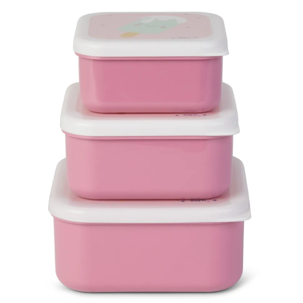 Lot de 3 lunch box enfant rose