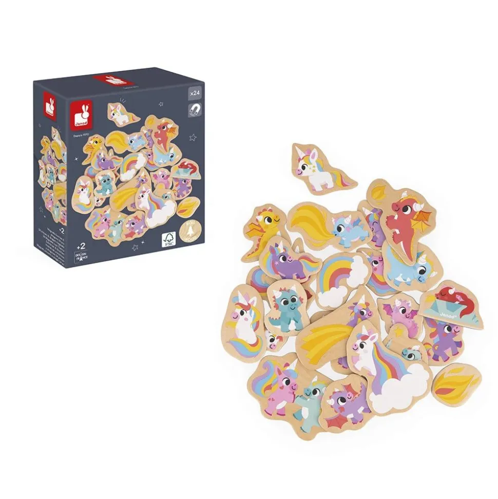 Lot de 24 magnets licornes et dragons