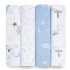 Lot de 4 maxi-langes en mousseline de coton space explorers