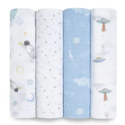 Lot de 4 maxi-langes en mousseline de coton space explorers