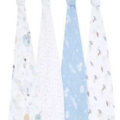 Lot de 4 maxi-langes en mousseline de coton space explorers