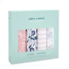 Lot de 4 maxi-langes en mousseline de coton flowers bloom