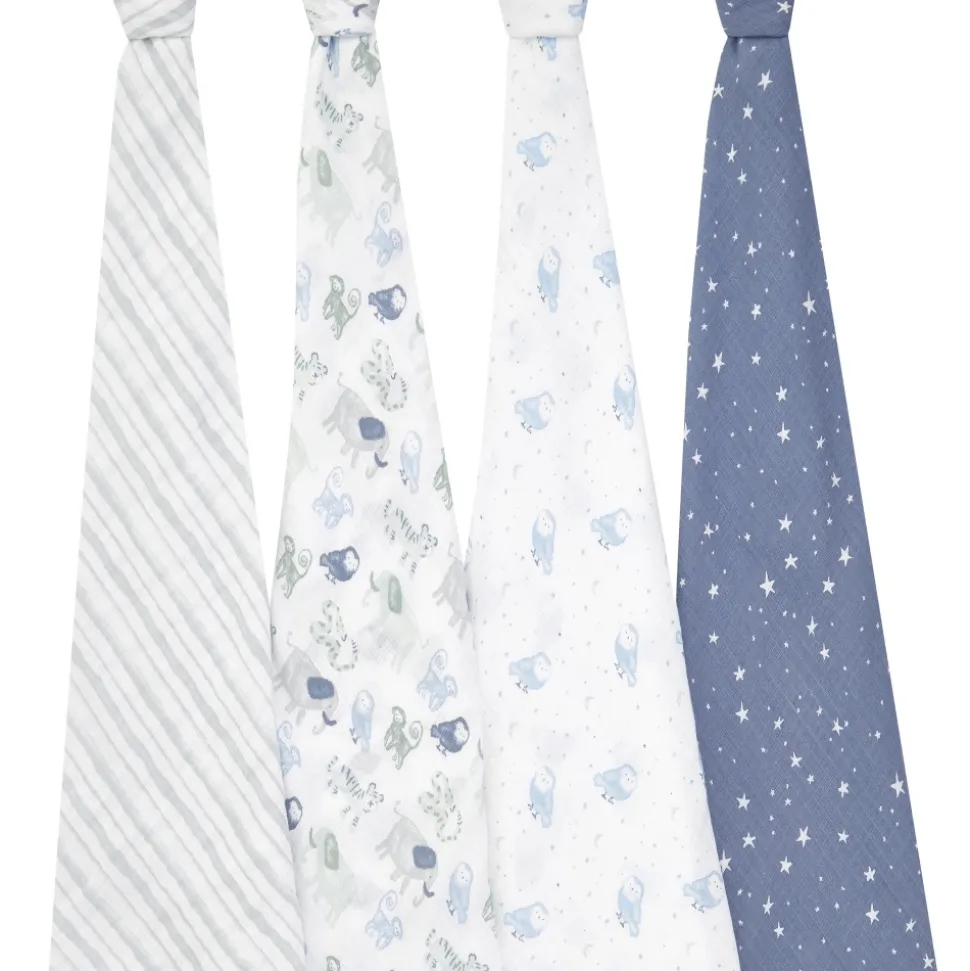 Lot de 4 maxi-langes en mousseline de coton time to dream