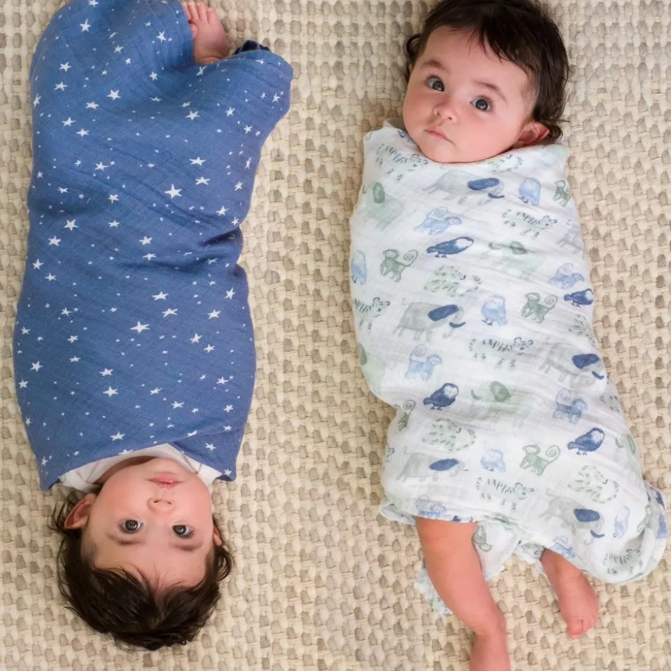 Lot de 4 maxi-langes en mousseline de coton time to dream