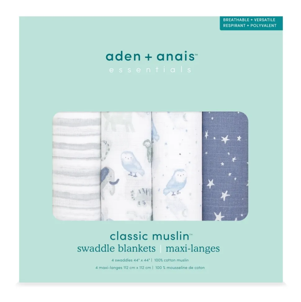 Lot de 4 maxi-langes en mousseline de coton time to dream