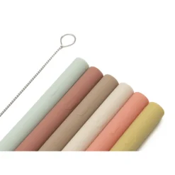 Lot de 6 pailles en silicone multicolores