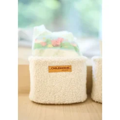 Lot de 3 paniers de rangement à suspendre teddy écru