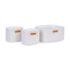 Lot de 3 paniers de rangement à suspendre teddy écru